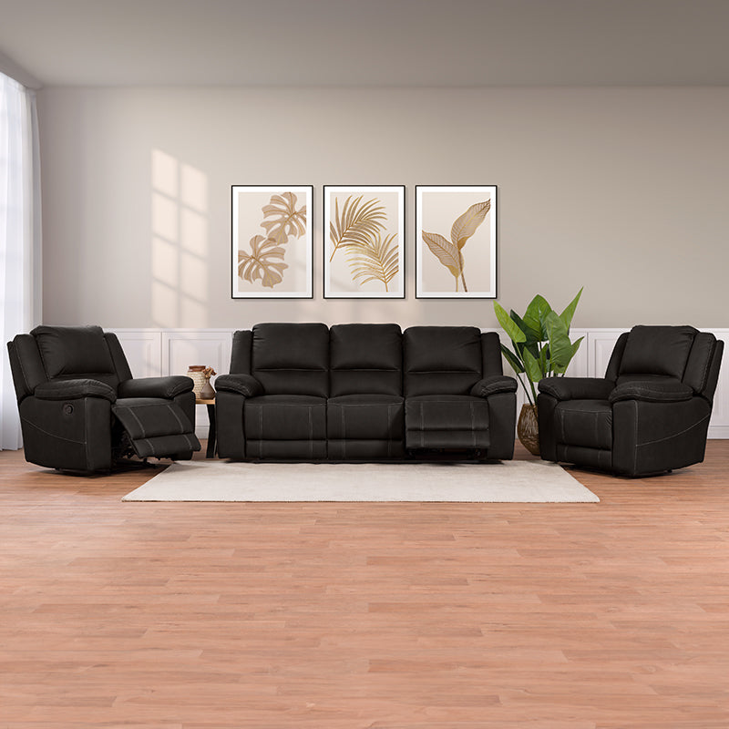 Oregon 3 Seater Fabric Recliner - Jet