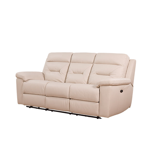 Renato 3 Seater Electric Leather Recliner Sofa - Taupe