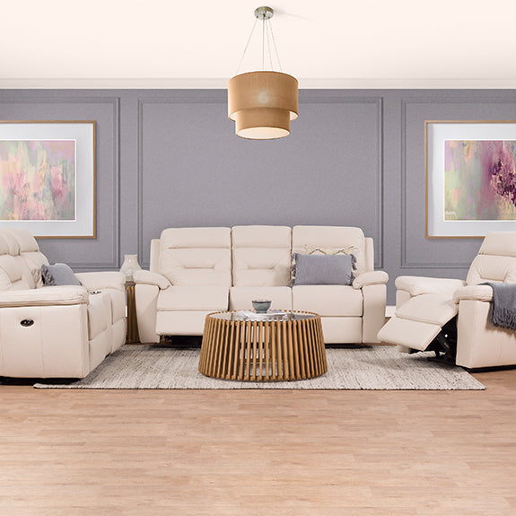 Renato 3 Seater Electric Leather Recliner Sofa - Taupe