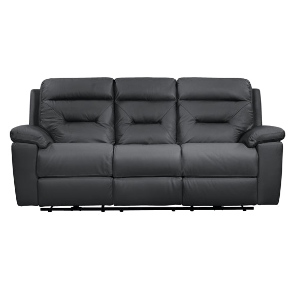 Renato 3 Seater Electric Leather Recliner Sofa - Black