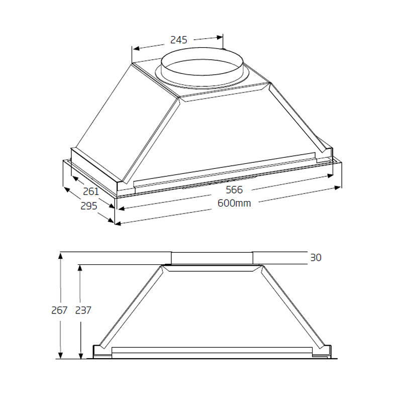Schweigen 60cm Silent Undermount Rangehood for Moderate Cooking