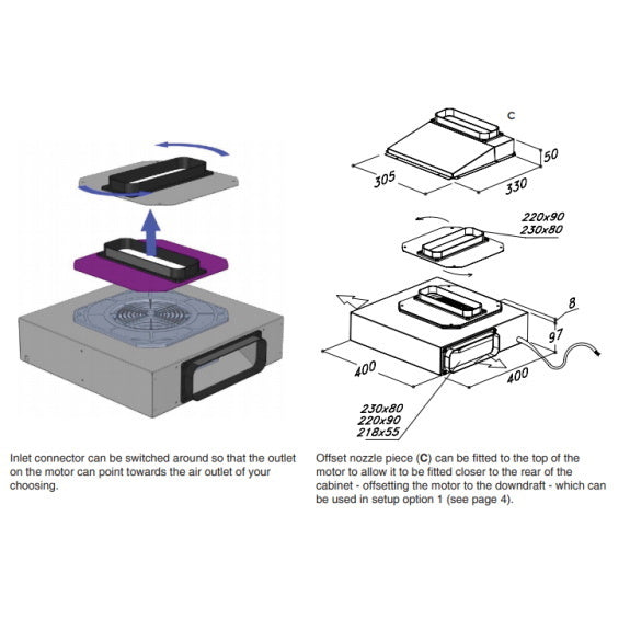 Sirius 58cm Valentina Downdraft Rangehood with SEM10 Motor