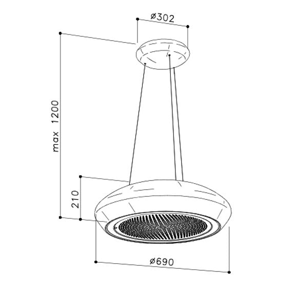 Sirius Ceiling Mount Pendant Rangehood - White