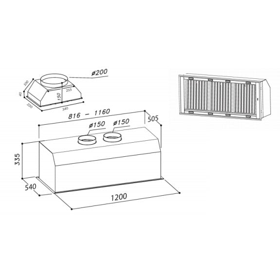 Sirius Valentina 120cm Alfresco Undermount Rangehood