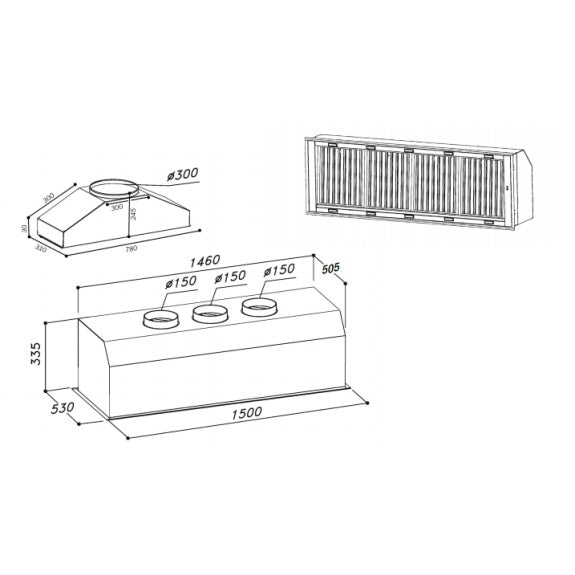 Sirius Valentina 150cm Alfresco Undermount Rangehood