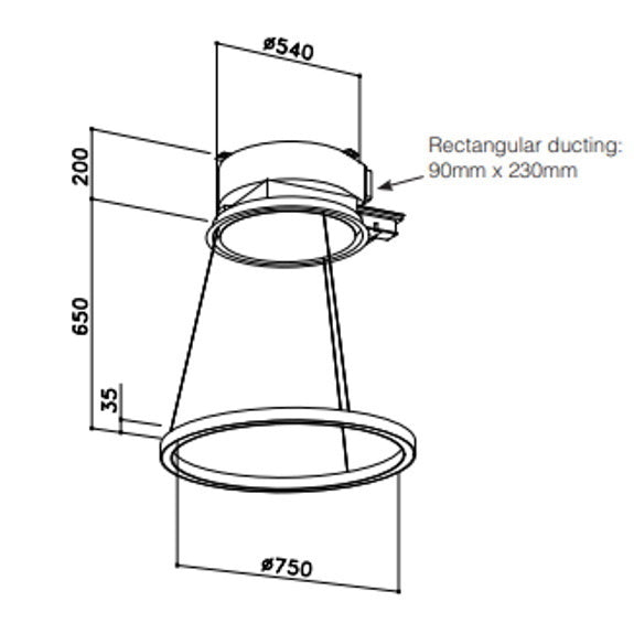 Sirius Halo Pendant Rangehood with SEM1 Motor - Copper