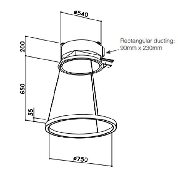 Sirius Halo Pendant Rangehood with SEM5 Motor - Copper