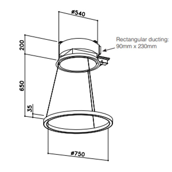 Sirius Halo Pendant Rangehood with SEM1 Motor - Silver