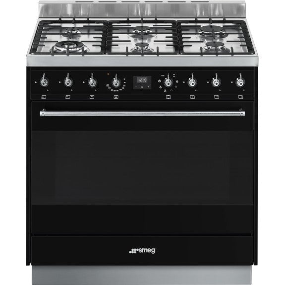 Smeg 90cm Dual Fuel Freestanding Cooker - Matte Black
