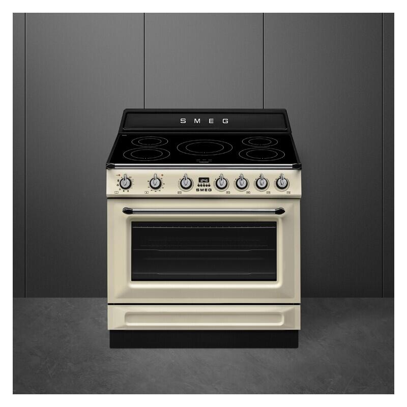 Smeg 90cm Pyrolytic Freestanding Oven with Induction Cooktop - Panna/Cream (Victoria)