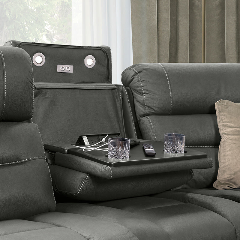 Spielberg 5 Seater Corner Fabric Recliner Lounge - Ash