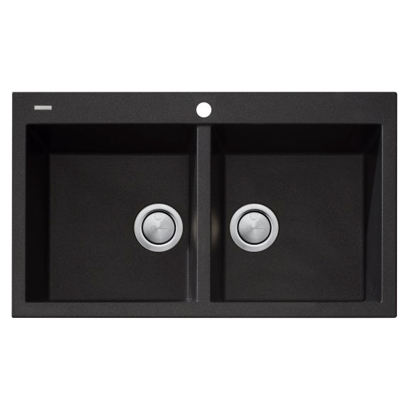 Oliveri Santorini Double Bowl Topmount Sink - Black
