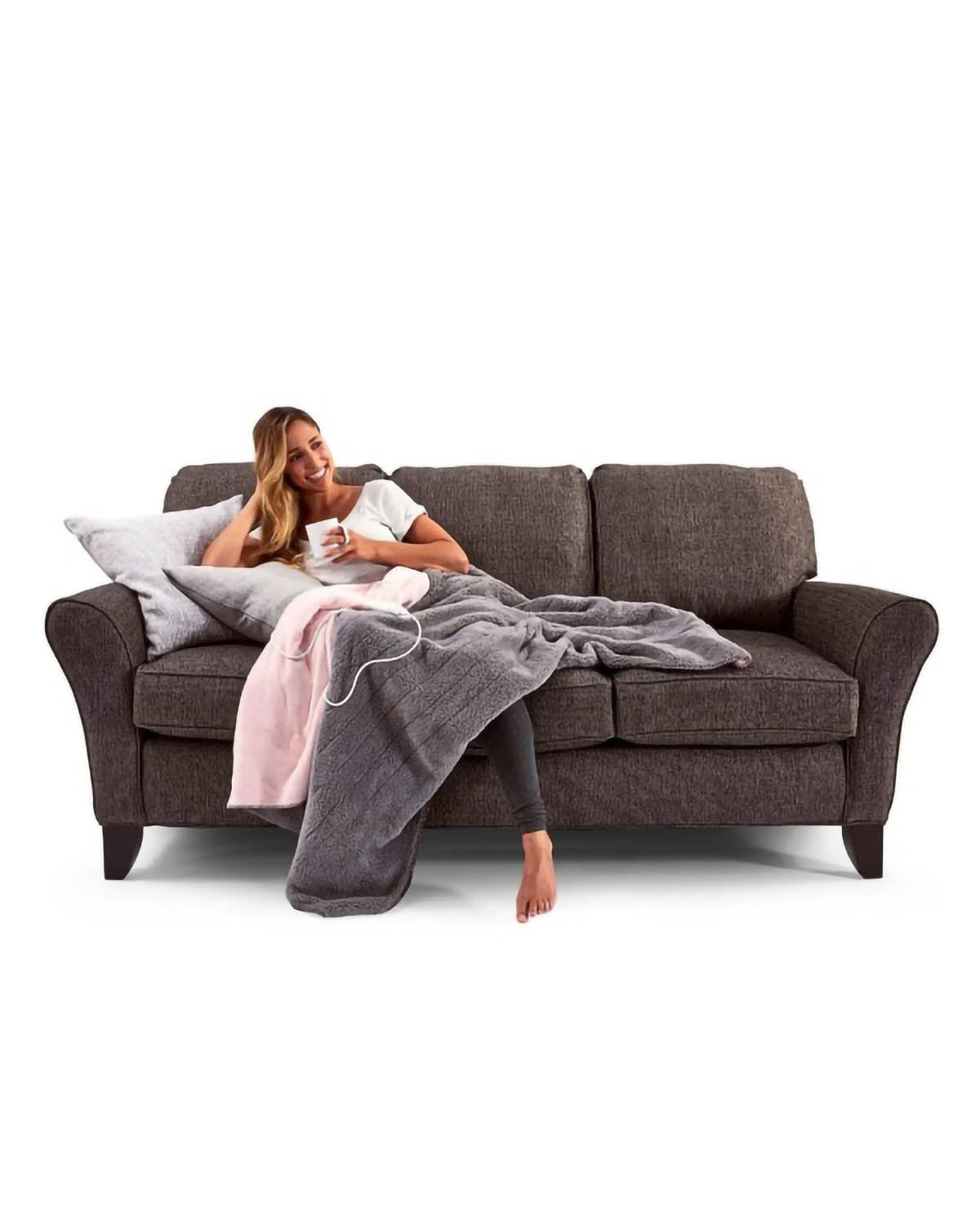 Sunbeam Feel Perfect Snug & Cosy Reversible Heated Throw - Grey/Pink