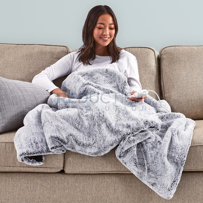 Sunbeam Feel Perfect Faux Fur Heated Throw - Grey