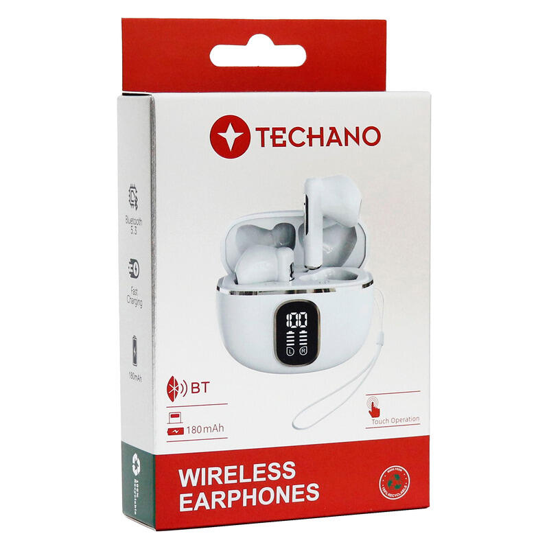Techano U15 Pro True Wireless In-Ear Headphones - White