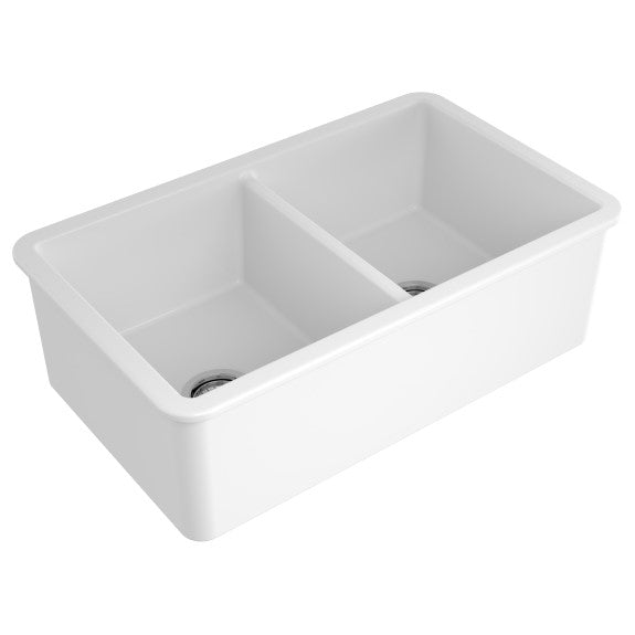 Turner Hastings Cuisine 85x46 Inset/Undermount Fine Fireclay Sink - Gloss White