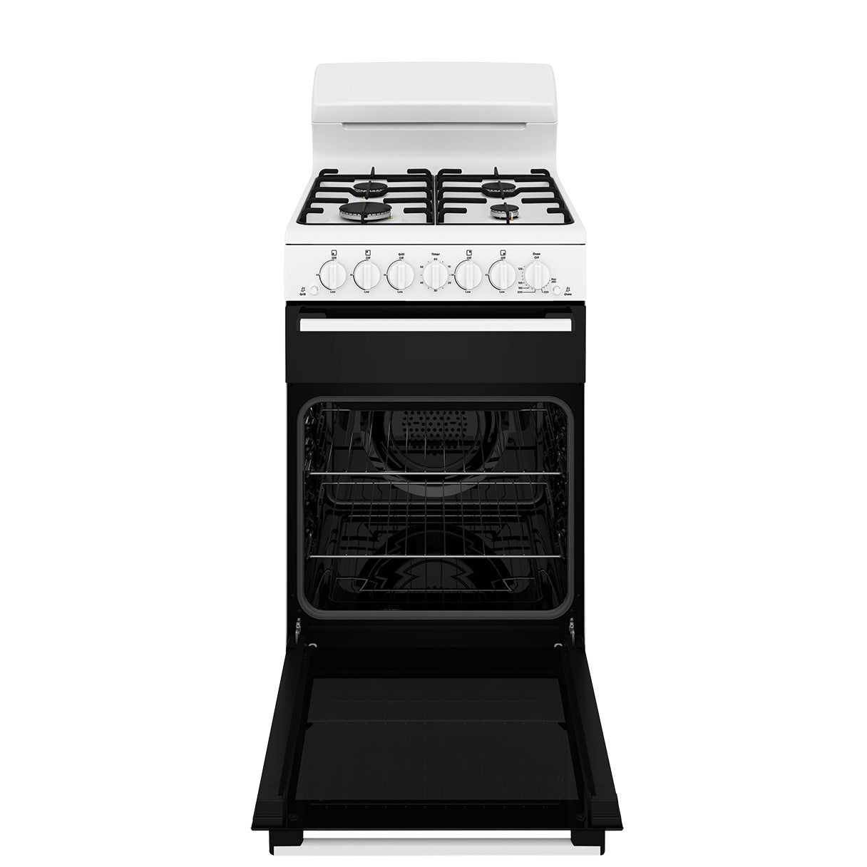 Westinghouse 54cm Freestanding Gas Cooker + Grill - White