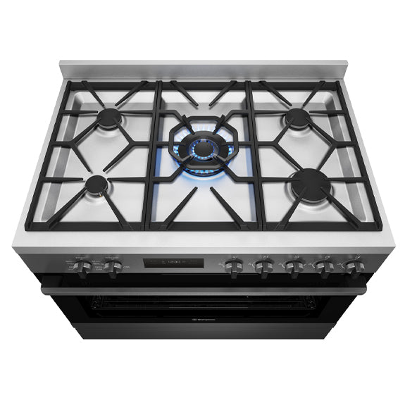 Westinghouse 90cm Dual Fuel Freestanding Cooker - Dark Stainless Steel