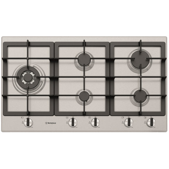 Westinghouse 90cm Gas Cooktop with Wok Burner- Stainless Steel