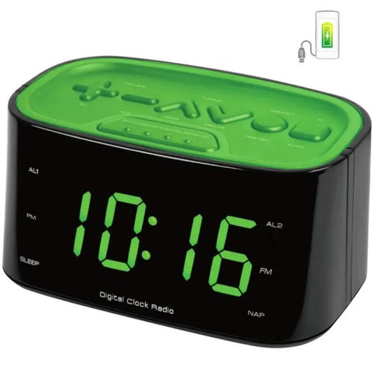 Lenoxx Large Number Display Clock Radio - Green LED