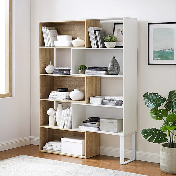 Accord Multi-Shelf Bookcase - Light Oak/White