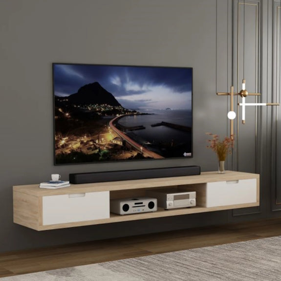Air 1800mm Wall Mount Entertainment Unit - Light Oak/White