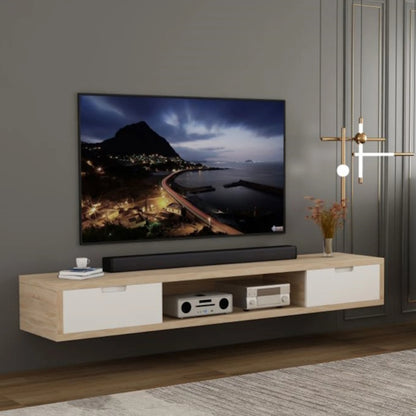 Air 1800mm Wall Mount Entertainment Unit - Light Oak/White