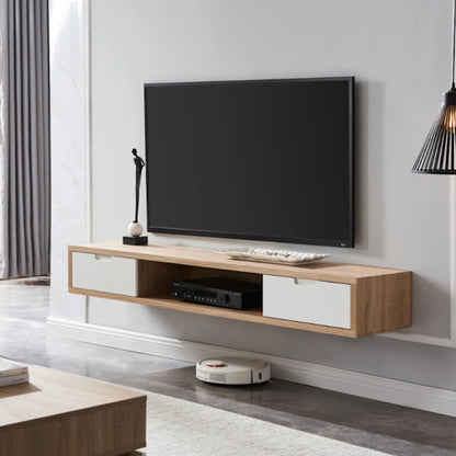 Air 1800mm Wall Mount Entertainment Unit - Light Oak/White