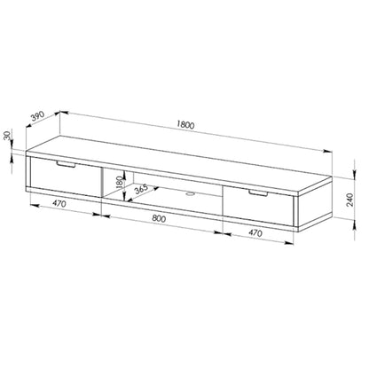 Air 1800mm Wall Mount Entertainment Unit - Light Oak/White