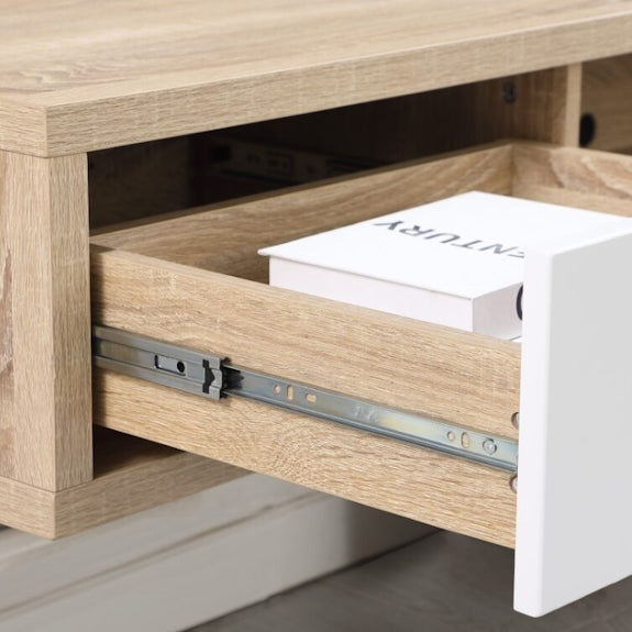 Air 2000mm Wall Mount Entertainment Unit - Light Oak/White