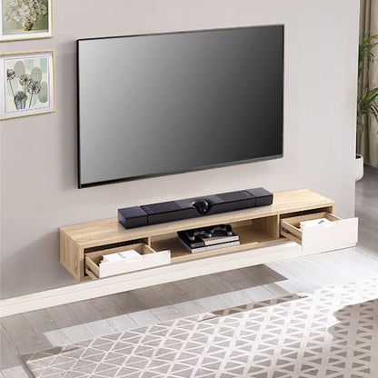 Air 2000mm Wall Mount Entertainment Unit - Light Oak/White