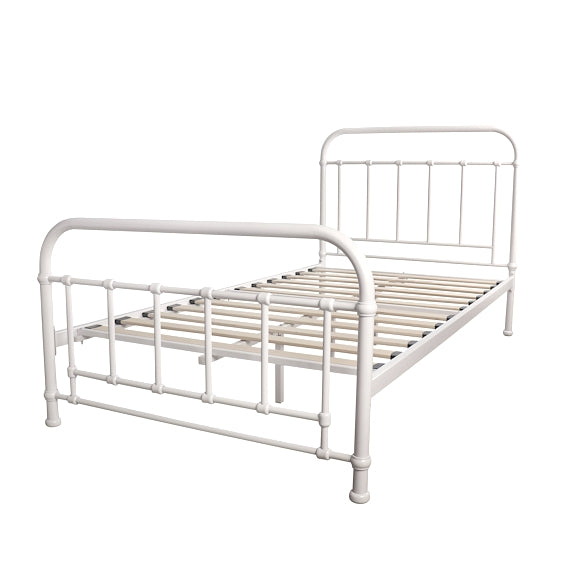 Akira King Single Metal Bed - White