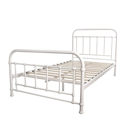 Akira King Single Metal Bed - White