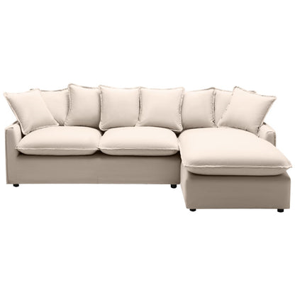 Allesandra 3 Seater Fabric Sofa with RHF Chaise and Sofa Bed - Linen