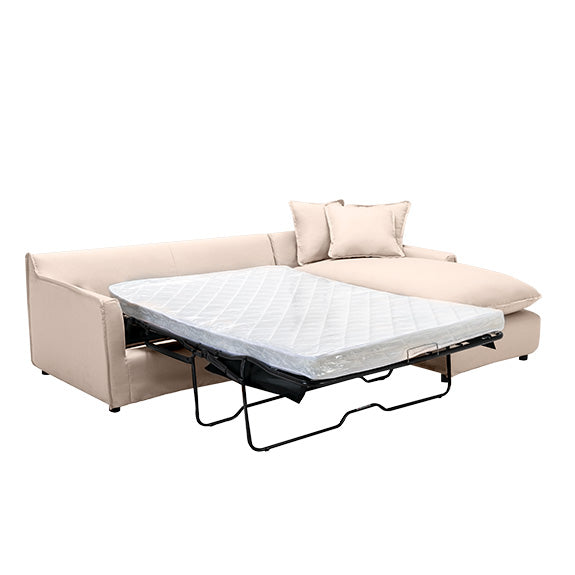 Allesandra 3 Seater Fabric Sofa with RHF Chaise and Sofa Bed - Linen