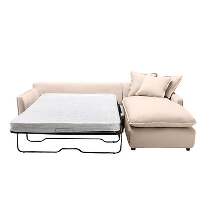 Allesandra 3 Seater Fabric Sofa with RHF Chaise and Sofa Bed - Linen