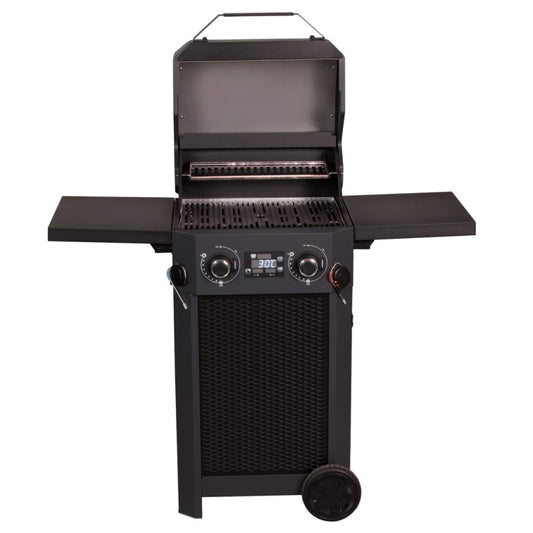 Artusi 240v Electric 2 Burner BBQ with Folding Shelves and Cabinet