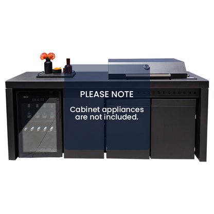 Artusi 2400mm Outdoor Kitchen Cabinet Aperto Ferro - Impera Black