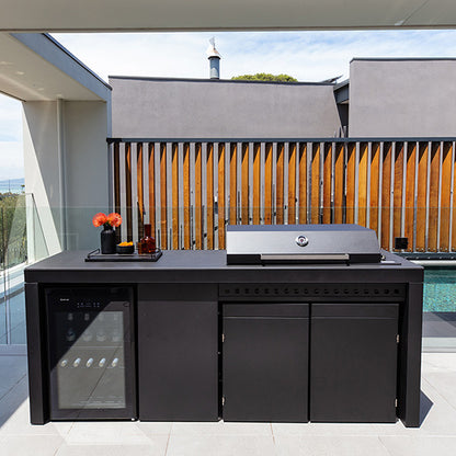 Artusi 2400mm Outdoor Kitchen Cabinet Aperto Ferro - Impera Black
