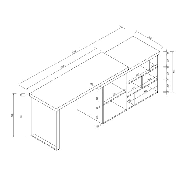 Aspire Desk - Dark Oak/Black