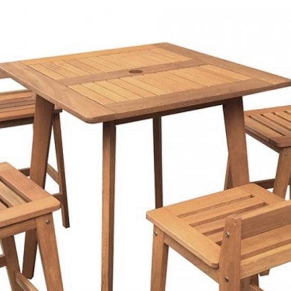 Avoca 5 Piece Timber Bar Table Set - Teak