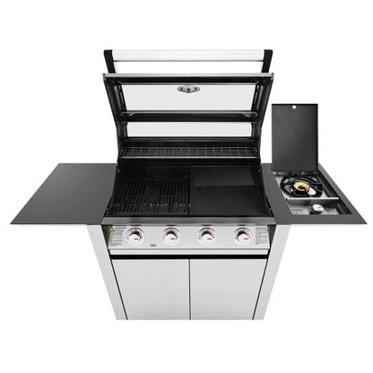 BeefEater 1600 Series 4 Burner BBQ & Trolley with Side Burner - Stainless Steel