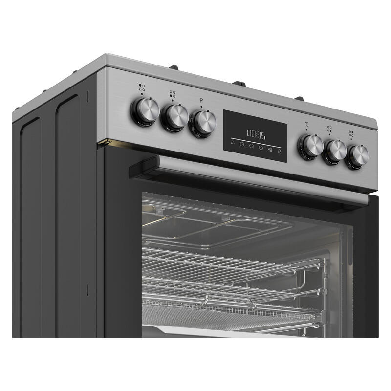 Beko 60cm Freestanding Upright Dual Fuel Cooker - Stainless Steel