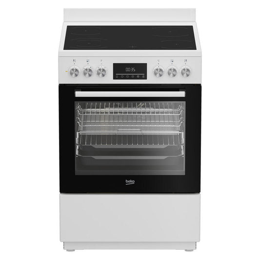 BEKO ELECTRIC UPRIGHT COOKER WITH CERAMIC COOKTOP - WHITE 60cm