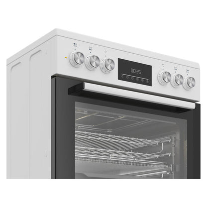 BEKO ELECTRIC UPRIGHT COOKER WITH CERAMIC COOKTOP - WHITE 60cm