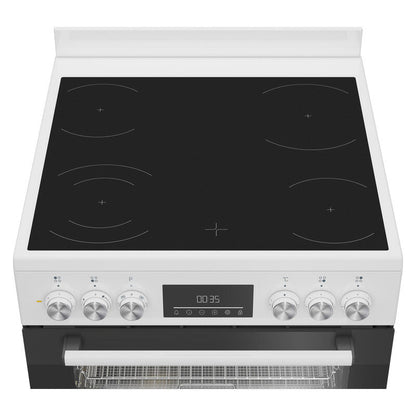 BEKO ELECTRIC UPRIGHT COOKER WITH CERAMIC COOKTOP - WHITE 60cm
