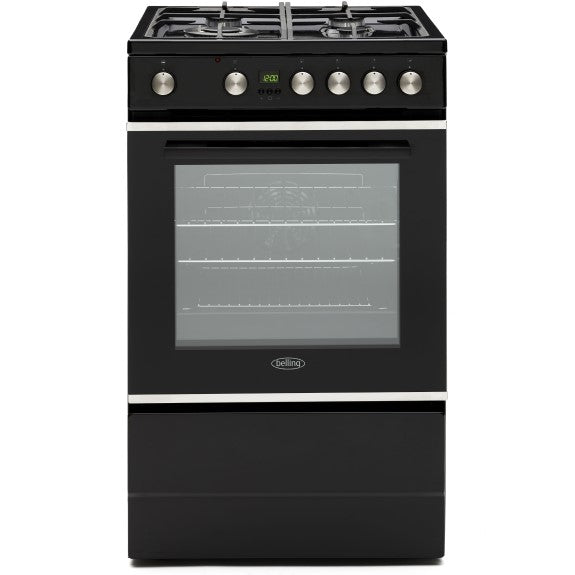 Belling 54cm Single Door Dual Fuel Cooker - Black