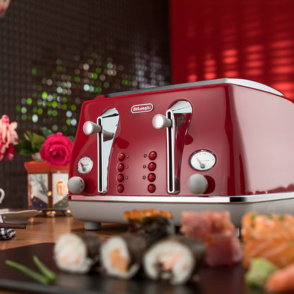 DeLonghi Icona Capitals 4 Slice Toaster - Tokyo Red