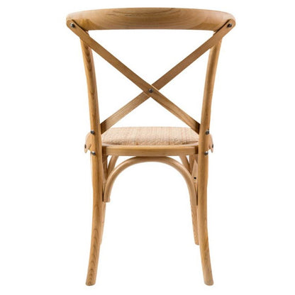 Café Cross Back Dining Chair - Oak/Rattan