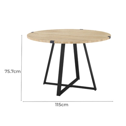 Capri 115cm Round Dining Table - Oak/Black